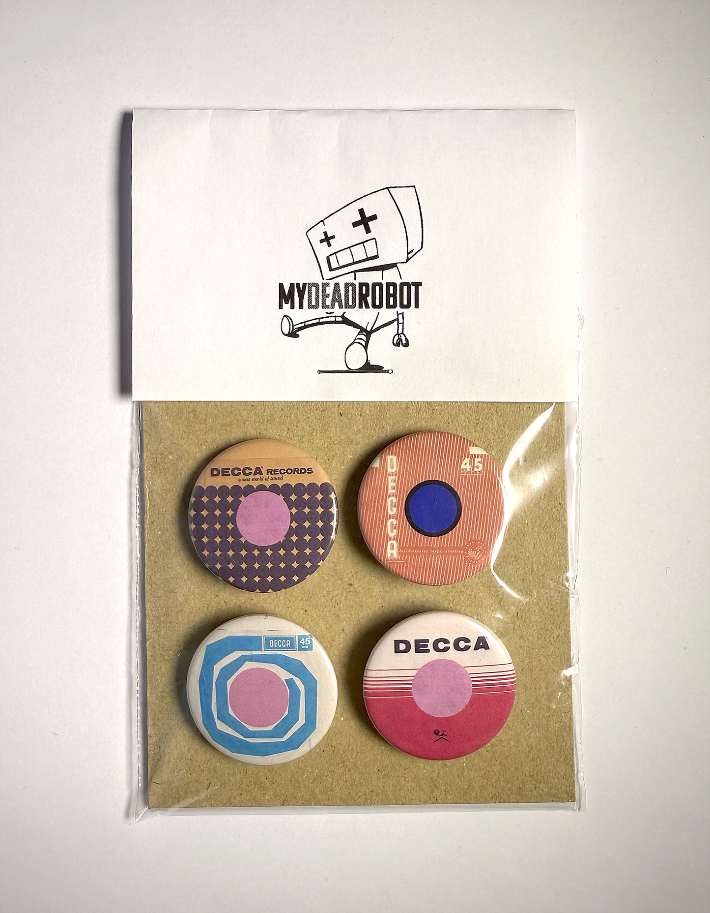 Decca 25mm Pinback Badges / Assorted record sleeves