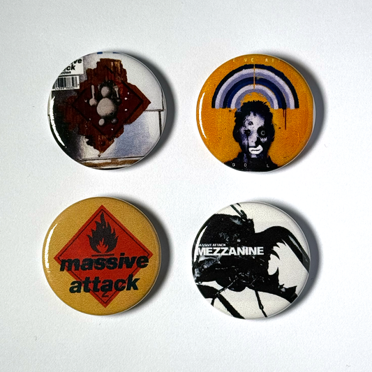 Badges Massive Attack 25 mm / Mezzanine / Lignes bleues / Protection / Heligoland